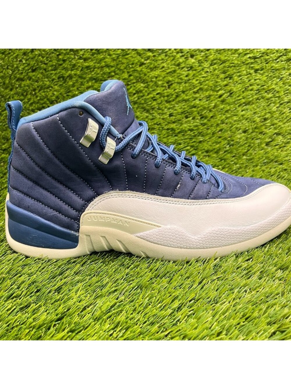 Nike Air Jordan 12 Retro Indigo Mens Size 9.5 Blue White Athletic Shoes Sneakers